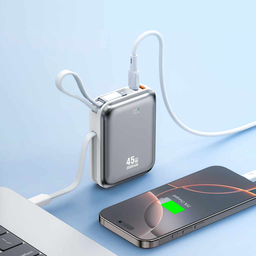 BO-P78 BWOO 20000mAh PD45W Banque d'alimentation avec câbles de charge intégrés