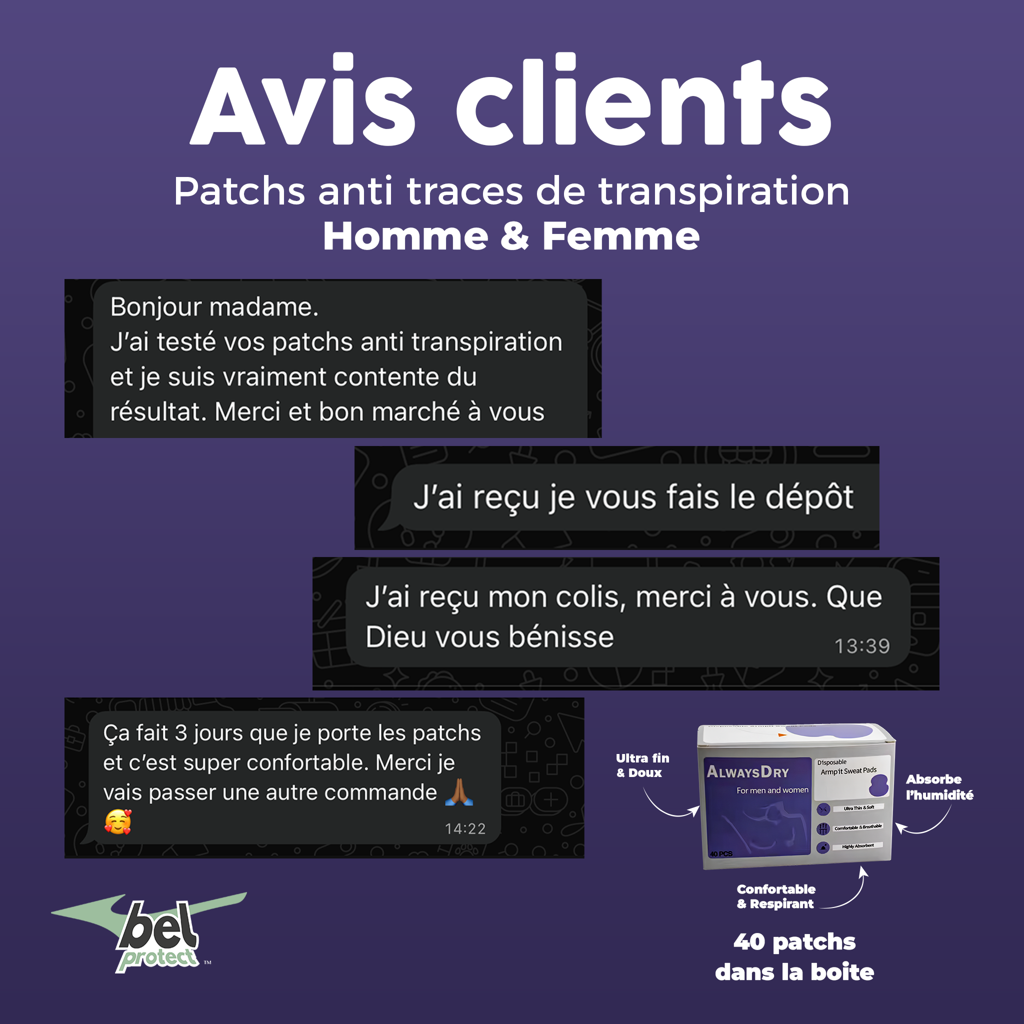 Patchs Anti-traces de transpiration