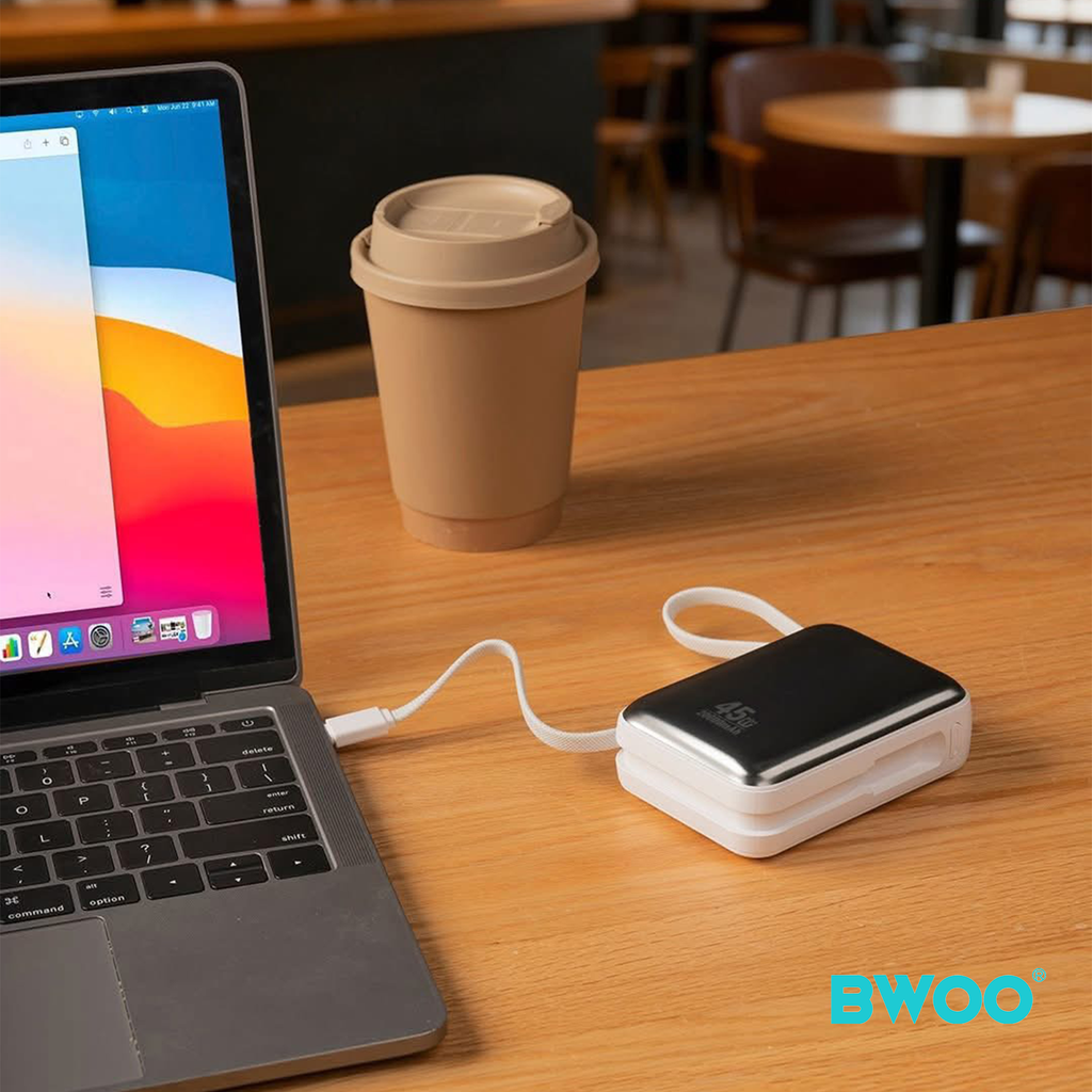 BO-P78 BWOO 20000mAh PD45W Banque d'alimentation avec câbles de charge intégrés